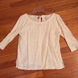 Quarter sleeve white JCrew top